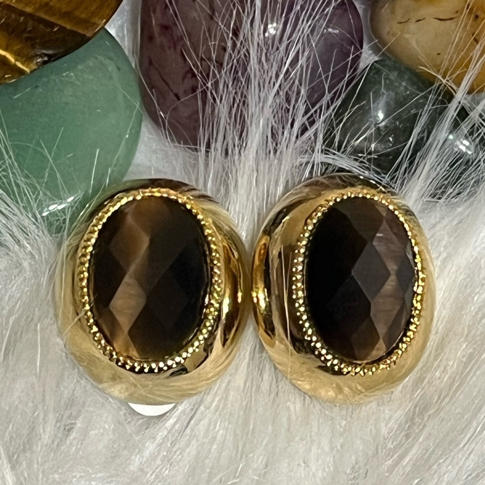 Vintage Smoky Satin Faceted Earrings